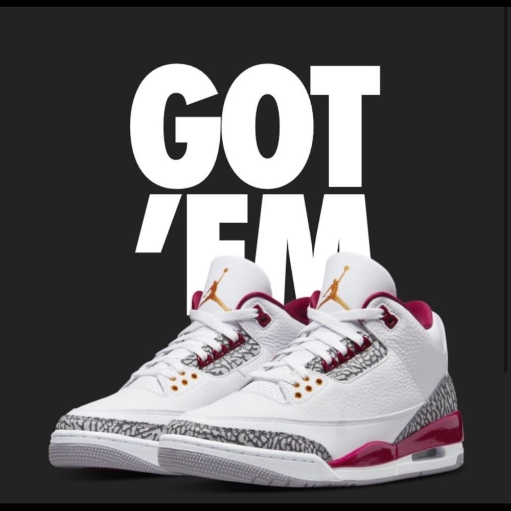 Sold on GOAT- Jordan 3 Cardinal